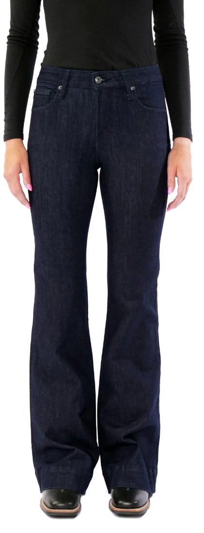 BELLA : Trouser Flare (Midnight) Navy Stitch